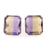 A pair of rectangular-shape ametrine, total weight 17.36cts.