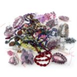 A selection of strung and loose gemstones, total weight approximately 1.630kgs. To include dyed
