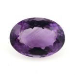 An oval-shape amethyst, weight 29.41cts.