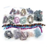 A selection of strung beads, total weigh approximately 1.53kgs. To include banded agate,