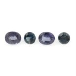 Four colour change vari-shape garnets, weight 1.30cts.