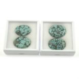 Two cabochon shape turquoise pairs, total weight 59.31cts.