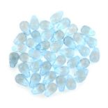 A selection of pear-shape half-drilled teardrop briolette blue topaz, total weight 74.07cts.