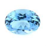 A oval-shape blue topaz, total weight 36.68cts.