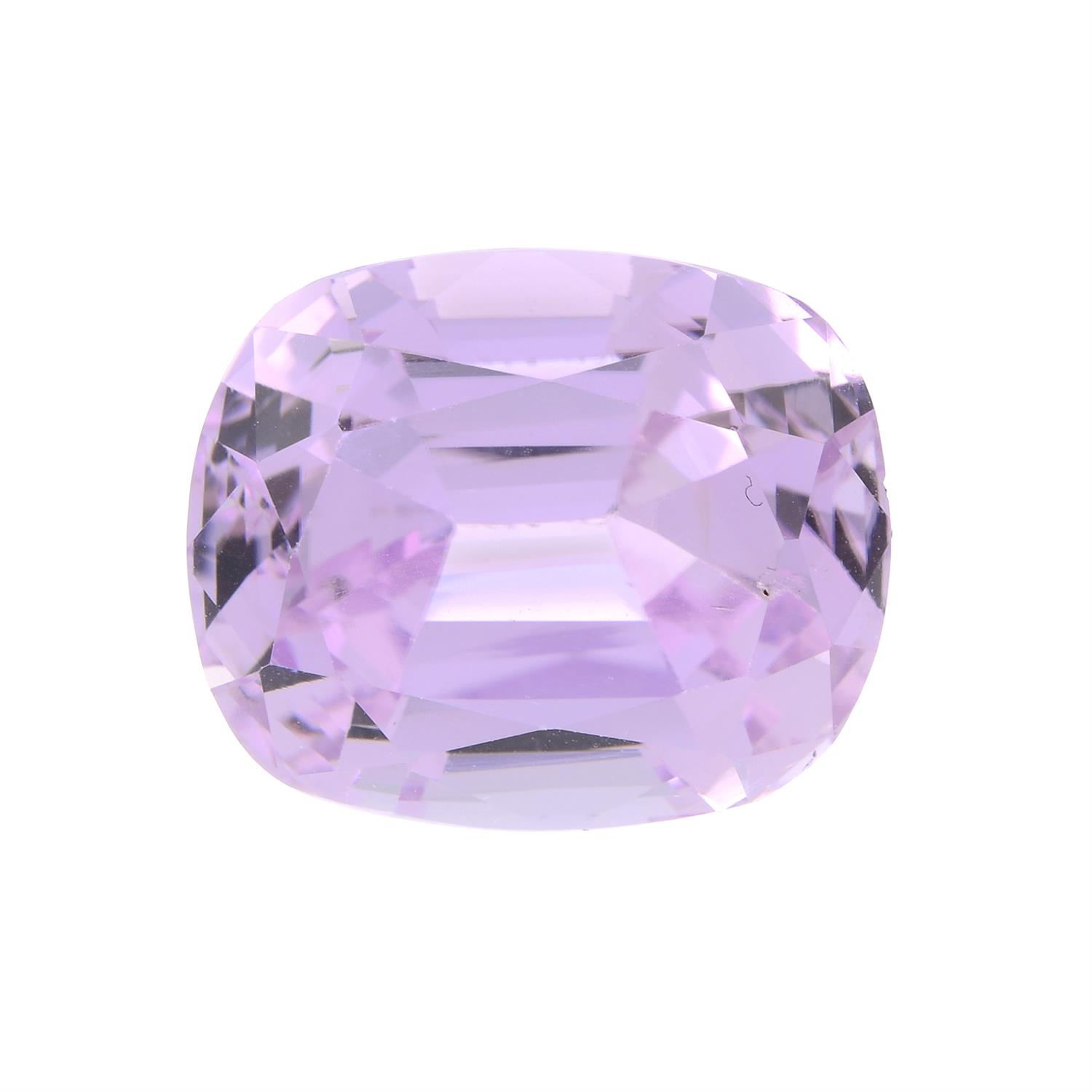 A cushion-shape kunzite, weight 21.36cts.