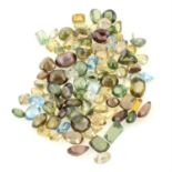 A selection of vari-colour vari-shape zircons, total weight 124.06cts.