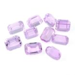 A selection of rectangular-shape kunzite, total weight 61.01cts.