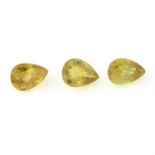 Three pear-shape sphenes, weight 1.23, 1.49 and 1.52cts.