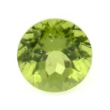 A circular-shape peridot, weight 6.44cts.