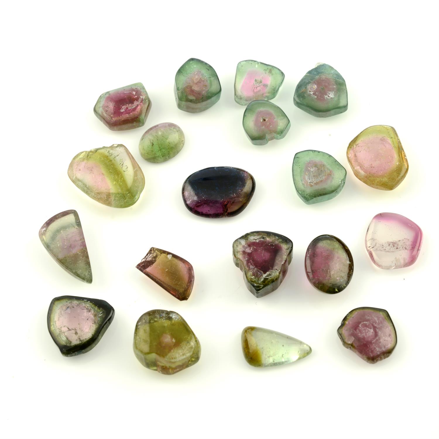 A selection of bi-colour tumbled tourmalines, total weight 74.05cts. - Image 2 of 2