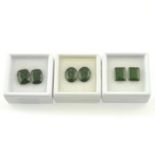 Three vari-shape chrome diopside pairs, total weight 16.52cts.