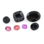 A selection of synthetic stones, including synthetic pink sapphires.