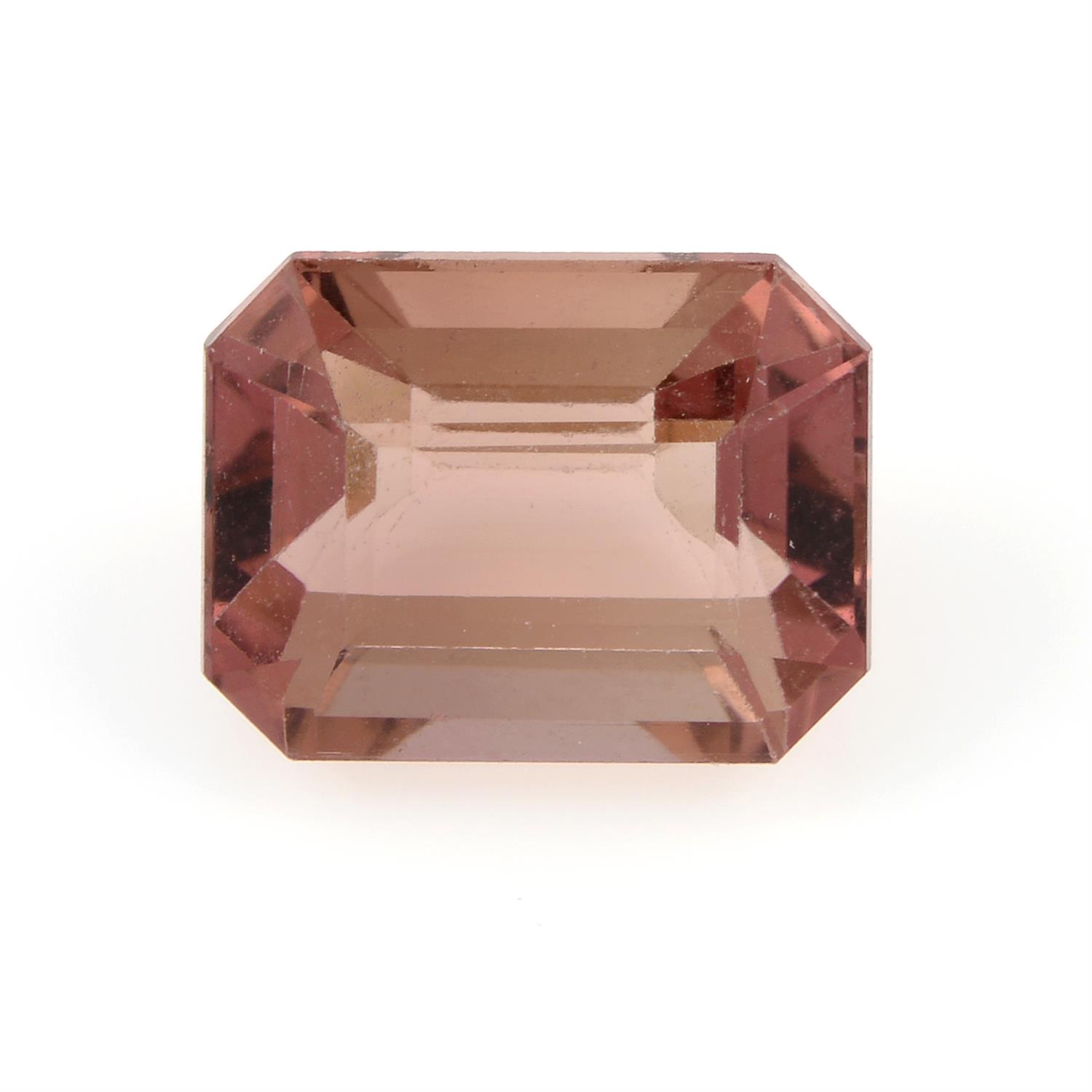 A rectangular-shape pink tourmaline, weight 3.04cts.