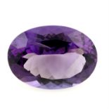 An oval-shape amethyst, weight 29.65cts.