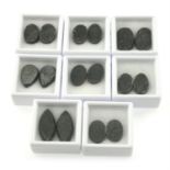 A selection of black vari-shape druzy quartz pairs, total weight 111.08cts.