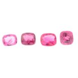 Four vari-shape red spinel, total weight 4.92cts.