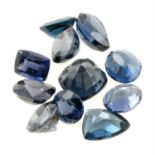 A selection of vari-shape blue spinels, weight 15.8cts.