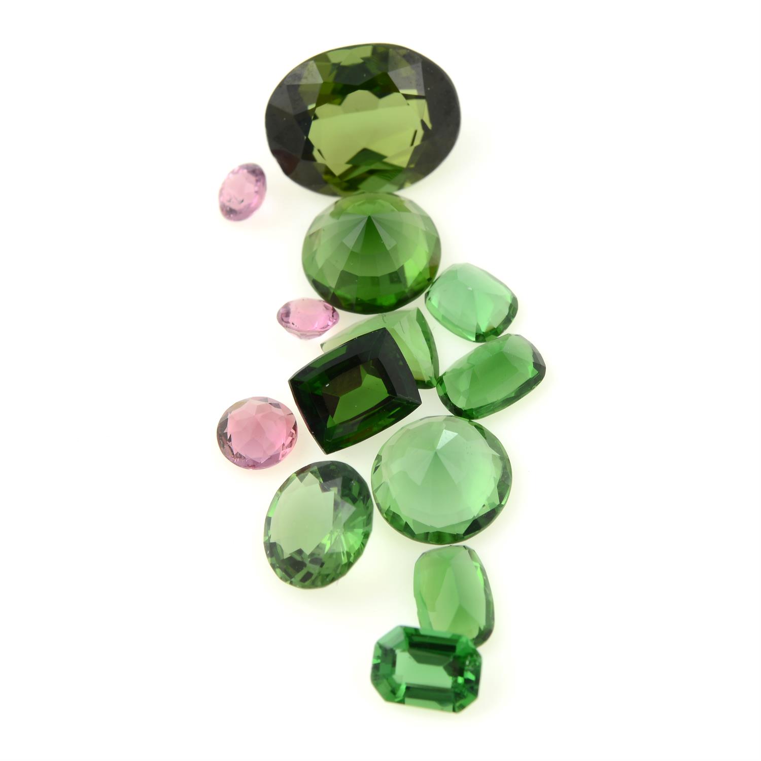 A selection of green and pink tourmaline, total weight 8.73cts.