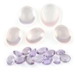 A selection of oval-shape amethyst and rose quartz, approximate total weight 206.9cts.