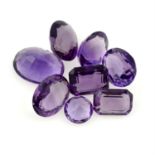 A selection of vari-shape amethysts, total weight 124.50cts.