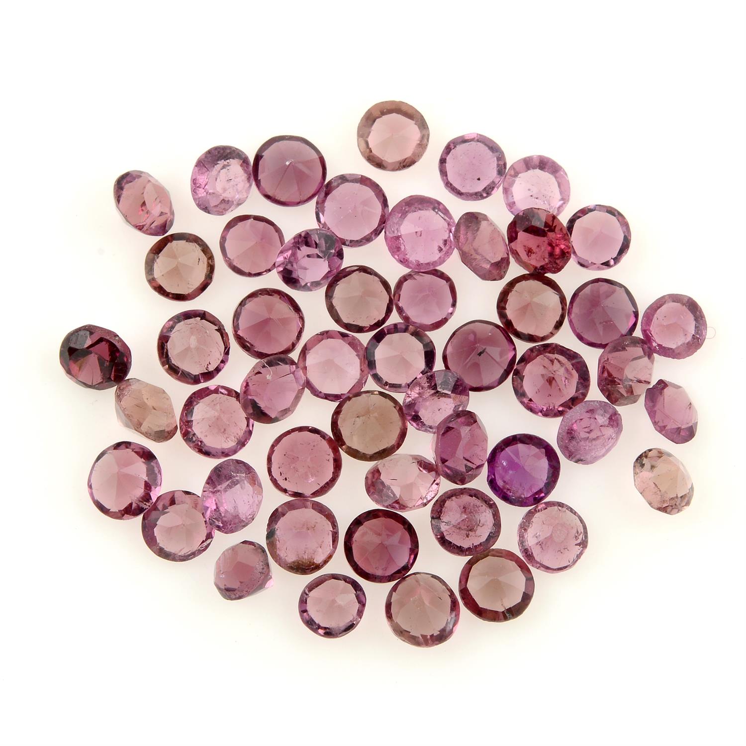 A selection of circular-shape pink tourmalines, total weight 3.73cts.