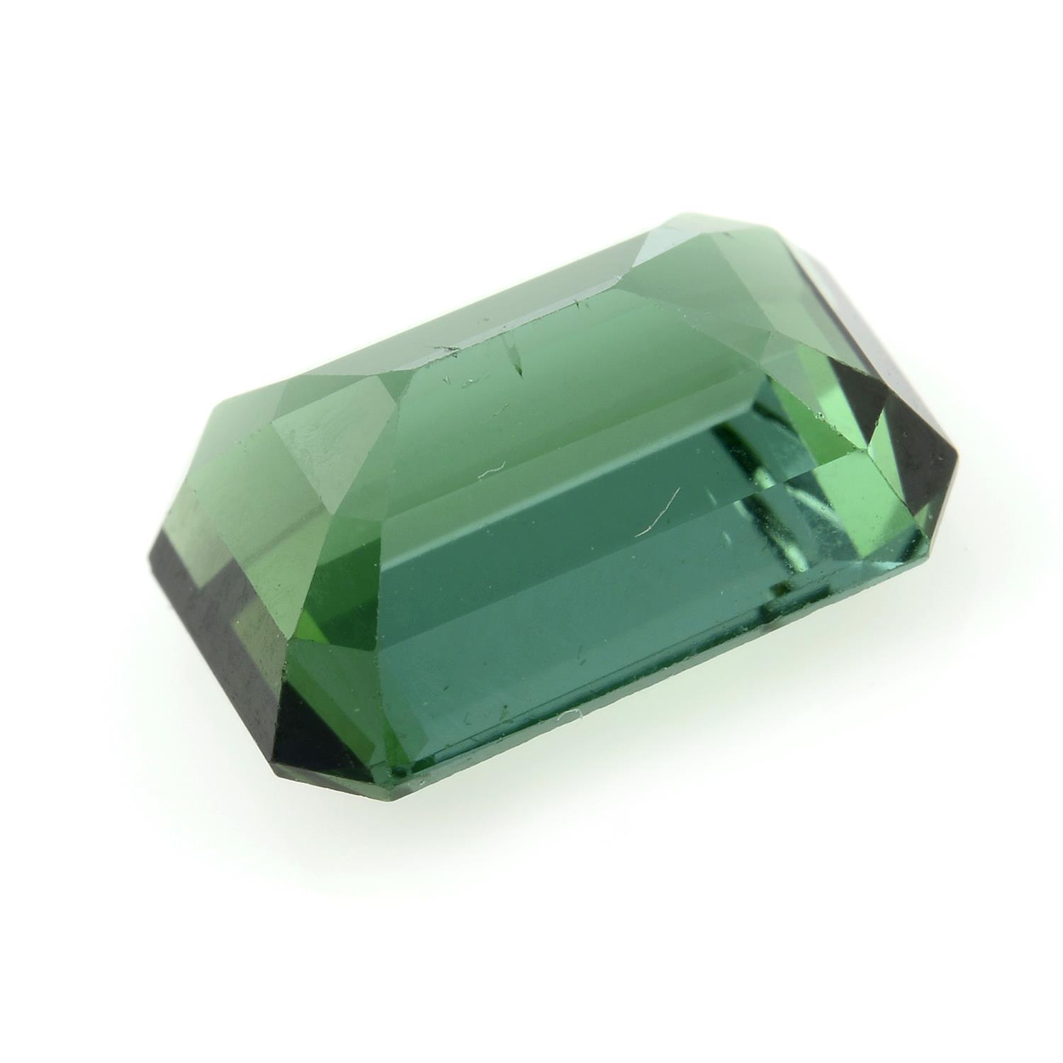 A rectangular-shape green tourmaline, weight 2.76cts. - Image 2 of 2