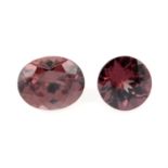Two vari-shape pink zircons, weight 5.10cts and 3cts.
