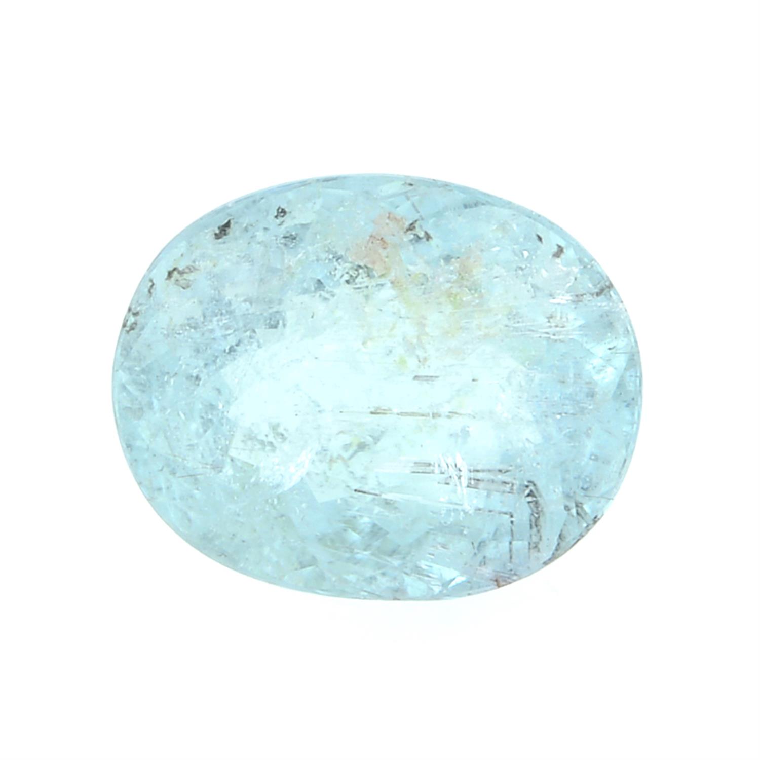 An oval-shape light blue tourmaline, weight 1.08cts.