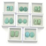 A selection of vari-shape turquoise pairs, total weight 46.64cts.