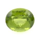 An oval shape peridot, weight 7.41cts.