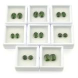 A selection of vari-shape chrome diopside pairs, total weight 25.13cts.