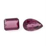 Two vari-shape red garnets, weight 3.75 and 2.65cts.