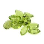 A selection of vari-shape peridots, total weight 36.44cts.