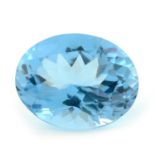 An oval-shape blue topaz, weight 26.37cts.