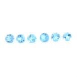 A selection of circular-shape blue topaz, total weight 6.84cts.