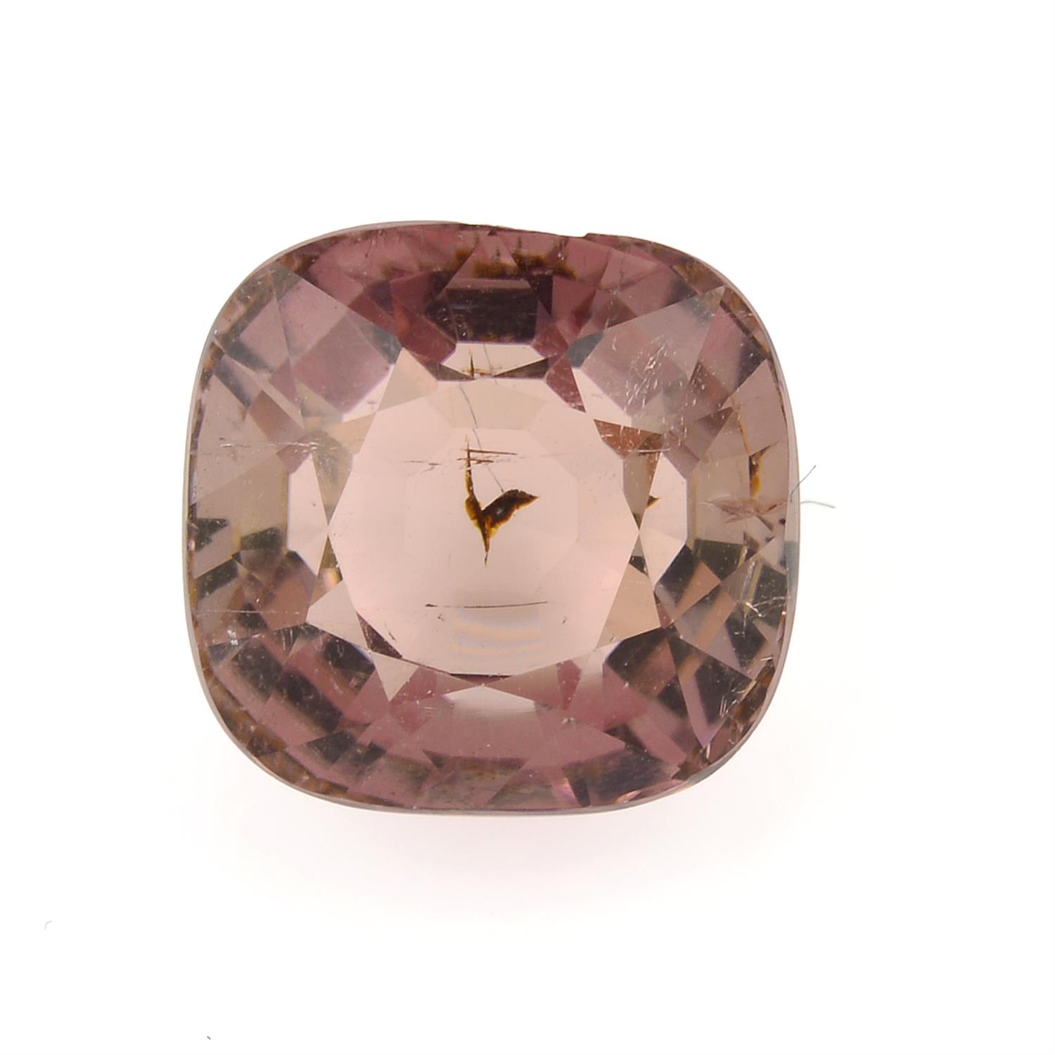 A cushion-shape pink tourmaline, weight 5.84cts.