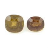 Two cushion-shape sphene, total weight 4.62cts.