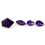 Four fancy-shape amethysts, total weight 11.43cts.