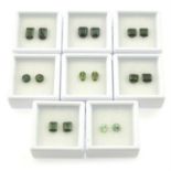 A selection of green vari-shape tourmaline pairs, total weight 15.38cts.