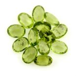 A selection of oval-shape peridots, total weight 10.81cts.