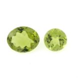 Two vari-shape peridots, total weight 3.31cts.