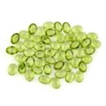 A selection of oval-shape peridot cabochons, total weight 44.56cts.