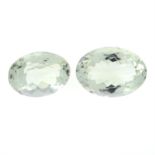 Two oval-shape green quartzes, total weight 27.90cts.