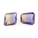 Two vari-shape ametrine, total weight 18.71cts.