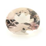 An oval-shape morganite, weighing 4.97cts.
