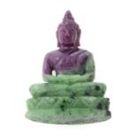 A carved Buddha ruby in zoisite, weight 79.93cts.