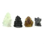 Four Ganesh carvings, to include alexandrite and prehnite, weight 60.52cts.