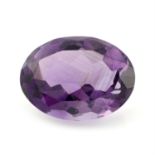 An oval-shape amethyst, weight 26.25cts.