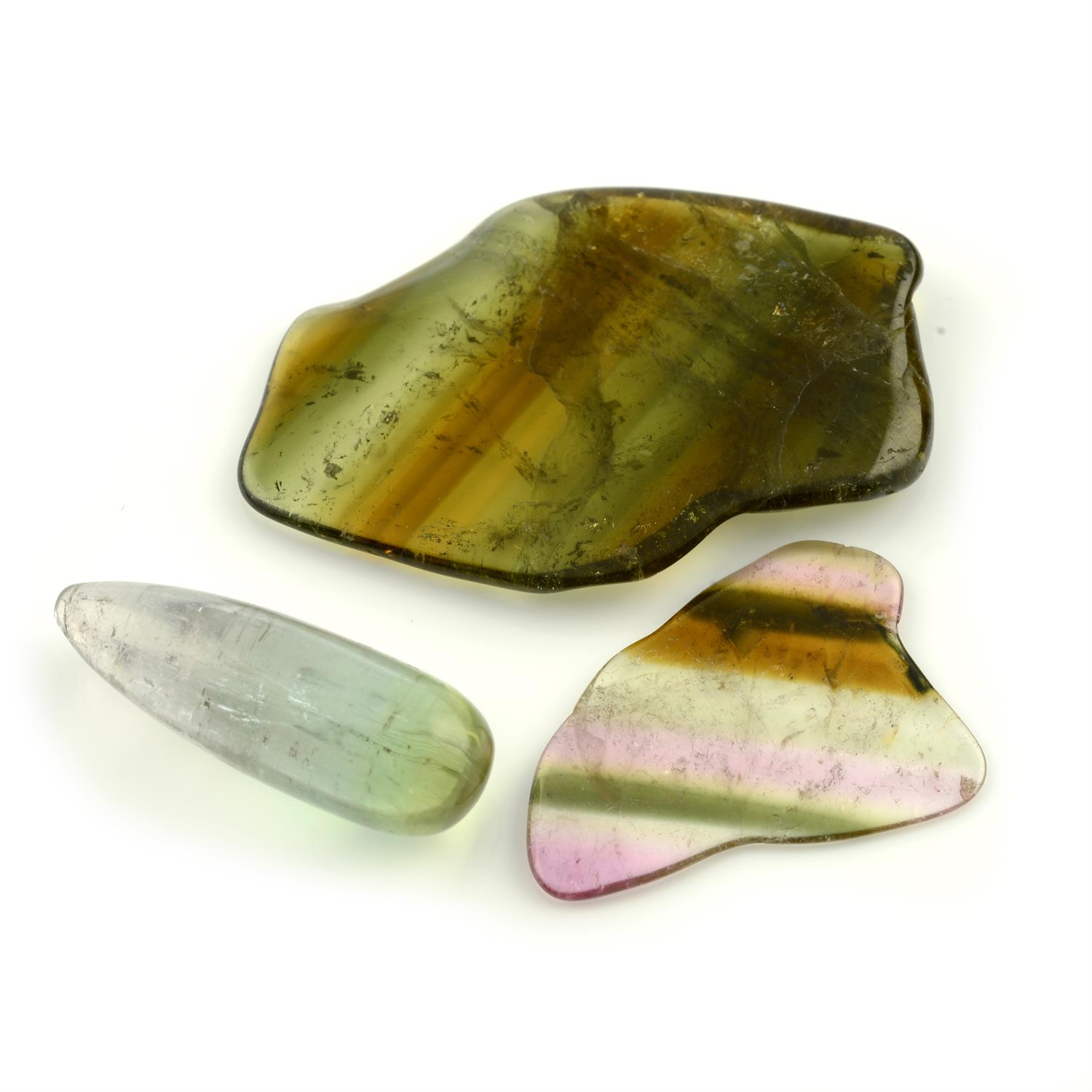 A tear-shape bi-colour tourmalines, total weight 16.50cts, together with two bi-colour tourmaline - Image 2 of 2
