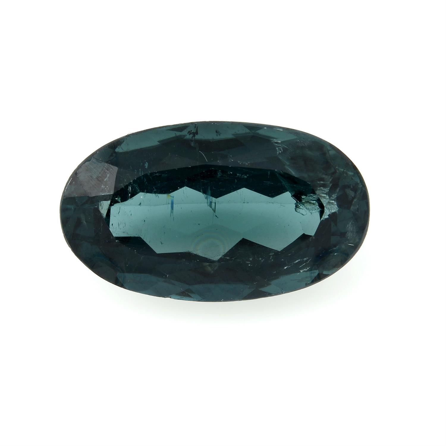 A greenish-blue oval-shape tourmaline, weight 6.02cts.